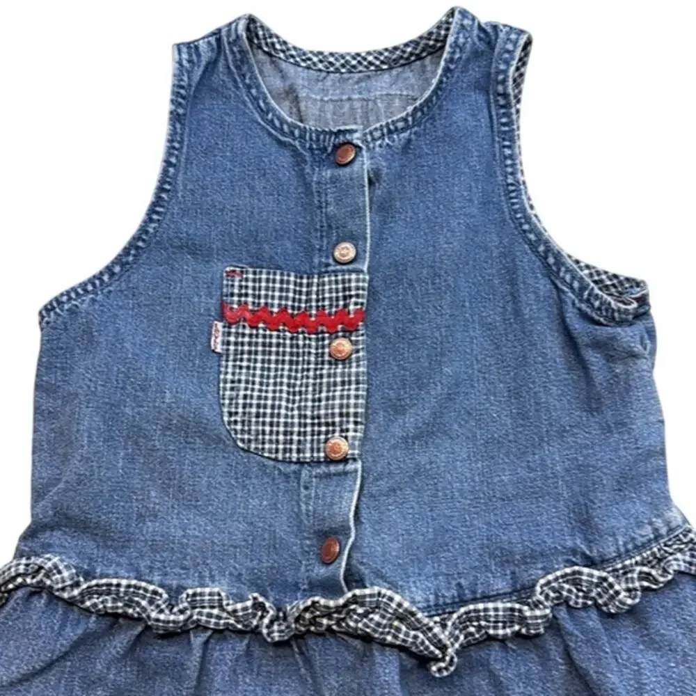 Girl's Vintage Little‎ Levi's Denim Sleeveless Dress Romper 100% Cotton Size 6